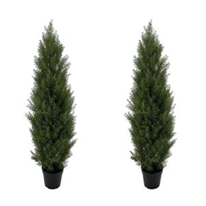 seelinns artificial cedar pine tree christmas tree artificial topiary cedar trees potted uv rated plant for home decor indoors and outdoors 4ft fake plants tall artificial plants shrubs (2 pack)