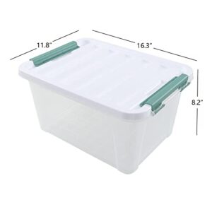 Afromy Set of 6 Latching Storage Box, Plastic Storage Bin with Lid, 20 Quart, Clear