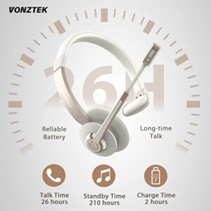 Wireless Headset, Bluetooth Headphones with Microphone Noise Canceling with USB Dongle & Mic Mute, Trucker Bluetooth Headset for Cell Phone Computer Office Call Center Skype Zoom Conference