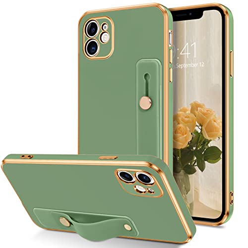 VENINGO iPhone 11 Case, Phone Cases for iPhone 11,Slim Fit Soft TPU with Adjustable Wristband Kickstand Scratch Resistant Shockproof Protective Cover for Apple iPhone 11 6.1 Inch 2019, Matcha Green