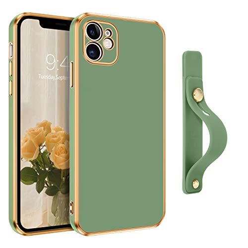 VENINGO iPhone 11 Case, Phone Cases for iPhone 11,Slim Fit Soft TPU with Adjustable Wristband Kickstand Scratch Resistant Shockproof Protective Cover for Apple iPhone 11 6.1 Inch 2019, Matcha Green