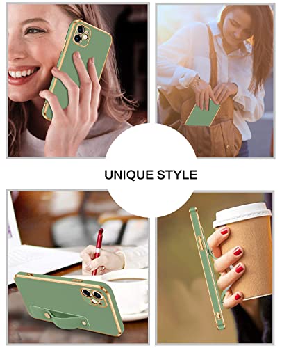 VENINGO iPhone 11 Case, Phone Cases for iPhone 11,Slim Fit Soft TPU with Adjustable Wristband Kickstand Scratch Resistant Shockproof Protective Cover for Apple iPhone 11 6.1 Inch 2019, Matcha Green