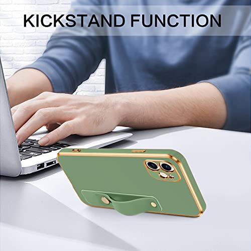 VENINGO iPhone 11 Case, Phone Cases for iPhone 11,Slim Fit Soft TPU with Adjustable Wristband Kickstand Scratch Resistant Shockproof Protective Cover for Apple iPhone 11 6.1 Inch 2019, Matcha Green