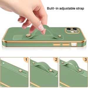 VENINGO iPhone 11 Case, Phone Cases for iPhone 11,Slim Fit Soft TPU with Adjustable Wristband Kickstand Scratch Resistant Shockproof Protective Cover for Apple iPhone 11 6.1 Inch 2019, Matcha Green