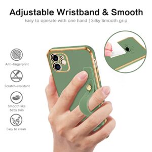 VENINGO iPhone 11 Case, Phone Cases for iPhone 11,Slim Fit Soft TPU with Adjustable Wristband Kickstand Scratch Resistant Shockproof Protective Cover for Apple iPhone 11 6.1 Inch 2019, Matcha Green