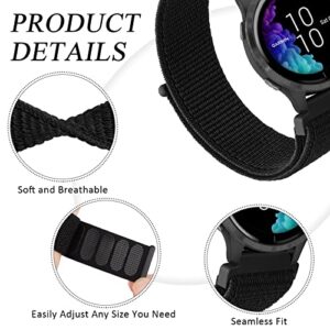 Wanme Bands for Garmin Venu/Vivoactive 3 Watch Band, 20mm Adjustable Nylon Replacement Wristband Strap for Garmin Venu Sq, Vivoactive 3 Music, Forerunner 645/245 Music, Samsung Galaxy Watch 4 (Black)