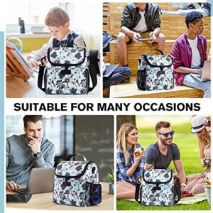 Vessgra Insulated Lunch Bags for Women/Men, Floral Lunch Box, Insulated Lunch Box for Office Work Picnic Travel Leakproof Cooler Lunch Bag with Adjustable Shoulder Strap for Adult/Geometry