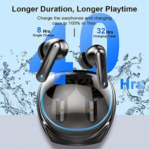 Wireless Earbud,Bluetooth 5.3 Headphones with 4 Mic,Deep Bass In-Ear Headphones ENC Noise Cancelling,40H Playtime Bluetooth Earphones,IP7 Waterproof Ear buds Mini Charging Case Bluetooth Headset Black