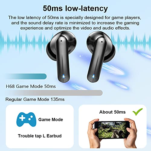 Wireless Earbud,Bluetooth 5.3 Headphones with 4 Mic,Deep Bass In-Ear Headphones ENC Noise Cancelling,40H Playtime Bluetooth Earphones,IP7 Waterproof Ear buds Mini Charging Case Bluetooth Headset Black