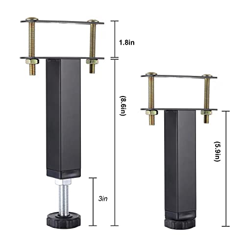 Pearabbit 2Pcs 5.9-8.6 Inch Adjustable Height Center Support Legs for Bed Frame Slat Furniture Feet Replacement, etc.
