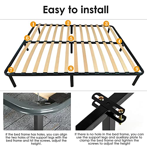 Pearabbit 2Pcs 5.9-8.6 Inch Adjustable Height Center Support Legs for Bed Frame Slat Furniture Feet Replacement, etc.
