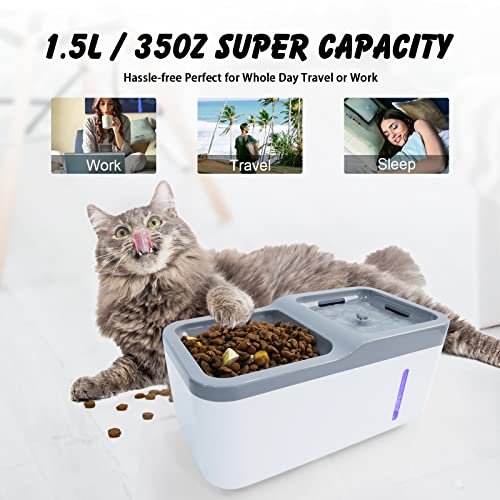 Cat Water Fountain, WHDPETS Automatic Pet Water Dispenser, Ultra Quiet Self Dispensing Dogs Waterer, 1.5L Cat Feeder and Water Dispenser for Small Cats Dogs Inside