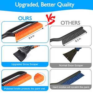 monohomi 27" Ice Scrapers for Car Windshield and Detachable Snow Brush for Car, Snow Scraper and Brush with Larger Grip and Ergonomic Foam Handle, Winter Car Accessories for SUVs, Car, Trucks, Roof