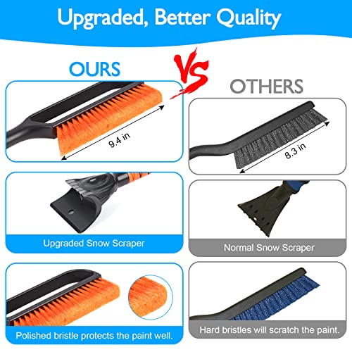 monohomi 27" Ice Scrapers for Car Windshield and Detachable Snow Brush for Car, Snow Scraper and Brush with Larger Grip and Ergonomic Foam Handle, Winter Car Accessories for SUVs, Car, Trucks, Roof