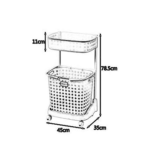 WXXGY Movable Trolleys, Household Serving Cart Plastic Laundry Hamper for Dirty Clothes Toys for Bathroom, Home 2 Tiers Laundry Basket Cart Trolley on Wheels/Coffee/45 * 35 * 78Cm