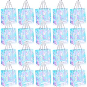 saintrygo 20 pack clear tote bags 12 x 12 x 6, pvc plastic tote bag with handles for work beach lunch sports, concerts (laser color)