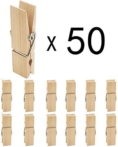 Large Wooden Clothespins 50pcs, Sturdy and Heavy Duty Clothes Pins for Hanging, Outdoor, Crafts