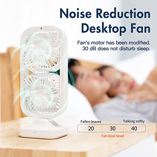 Dytecue Table Oscillating Tower Fan, Portable Desk Fan with 3-Speed Options, Dual Air Circulation, 180°90° Oscillation, Personal Sharable Quiet Table Fan for Home Office Desktop Bedroom, 12.6 inch