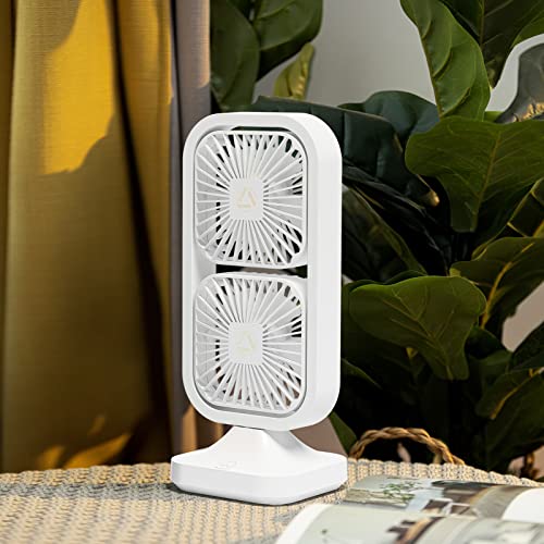 Dytecue Table Oscillating Tower Fan, Portable Desk Fan with 3-Speed Options, Dual Air Circulation, 180°90° Oscillation, Personal Sharable Quiet Table Fan for Home Office Desktop Bedroom, 12.6 inch