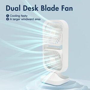 Dytecue Table Oscillating Tower Fan, Portable Desk Fan with 3-Speed Options, Dual Air Circulation, 180°90° Oscillation, Personal Sharable Quiet Table Fan for Home Office Desktop Bedroom, 12.6 inch