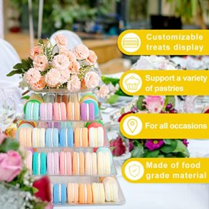 5 Tiers Square Macaron Tower Stand Cake Display Rack Cupcake Stand Desserts Display for Wedding Birthday Party Decor