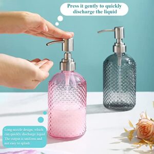 Kyraton Soap Dispenser Bathroom 12oz Pack of 2 with Stainless Steel Pump, Refillable Bathroom Kitchen Soap Dispenser for Kitchen Sink with Rustproof Pump for Hand Soap, Essential Oil, Lotion