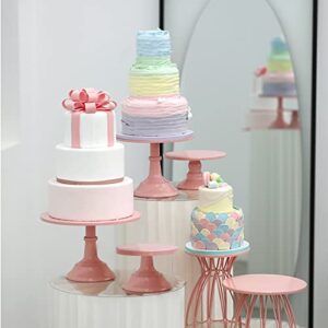 3-Set Round Cake Stand Metal Dessert Cupcake Candy Display for Weddings, Birthday Party, Baby Shower, Anniversary（Pink）