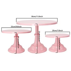 3-Set Round Cake Stand Metal Dessert Cupcake Candy Display for Weddings, Birthday Party, Baby Shower, Anniversary（Pink）