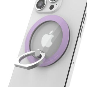 iring mag, magnetic phone ring holder, kickstand, grip for magsafe, wireless charging compatible with iphone, galaxy, and other smartphones with magsafe case (pale violet)