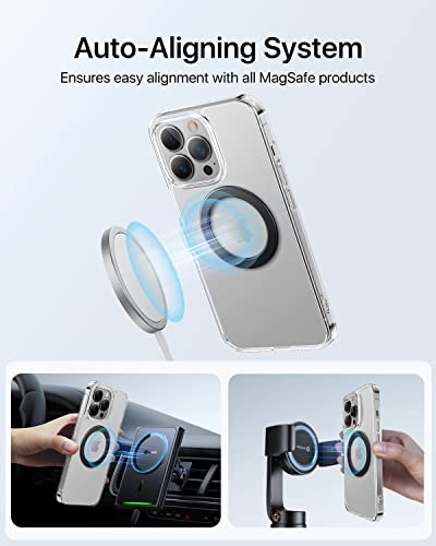 andobil MagStick Magnetic Ring, [Auto-Aligning, Easy-Install] Wireless Charging Adapter, Magnet Sticker Compatible with MagSafe/iPhone 14/13/ 12/11/ X, S22/ S21 etc, Mag Safe Accessories, 2 Pack