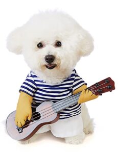 impoosy halloween dog costume funny pet guitar clothes cosplay party apparel outfits for small and medium dogs guitar clothing (xl,neck:13-15)