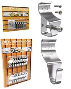 naceture vinyl siding hooks hanger - 20 pack and vinyl siding screw hanger 6 pack - heavy duty stainless no-hole needed vinyl siding clips for hanging- vinyl siding hooks for outdoor decorations
