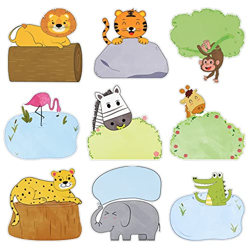 45 Pcs Jungle Animal Cutouts Name Tags Safari Friend Animal Cutouts for Bulletin Board Classroom School Jungle Safari Animals Theme Party Decorations, 6'' Large