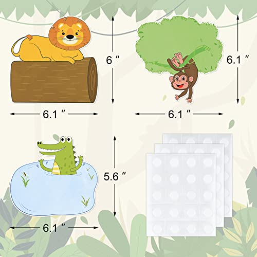 45 Pcs Jungle Animal Cutouts Name Tags Safari Friend Animal Cutouts for Bulletin Board Classroom School Jungle Safari Animals Theme Party Decorations, 6'' Large