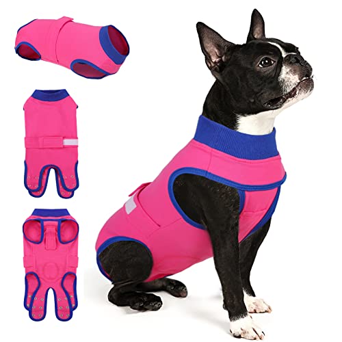 Queenmore Recovery Suit for Dogs Cats After Surgery,Dog Surgical Recovery Suit Onesie,Anti Licking Pet Female Spayed Neutered Puppy Surgical Clothes for Abdominal Wounds, Substitute E-Collar & Cone