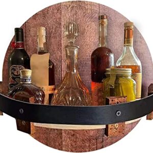 Whiskey Barrel Rack Vintage Wooden Liquor Bottle Display Shelf Kitchen Barware Mini Bar Wall-Mounted Shelves Rack Holders New