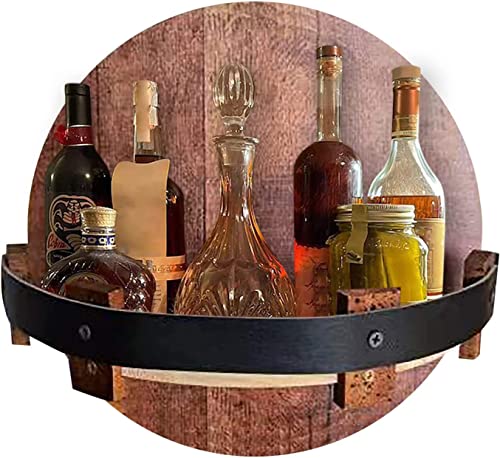 Whiskey Barrel Rack Vintage Wooden Liquor Bottle Display Shelf Kitchen Barware Mini Bar Wall-Mounted Shelves Rack Holders New