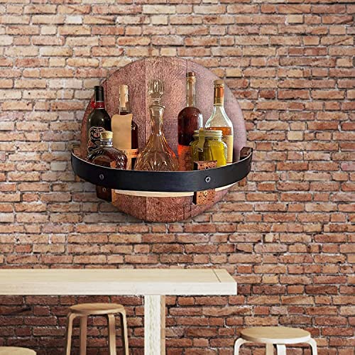 Whiskey Barrel Rack Vintage Wooden Liquor Bottle Display Shelf Kitchen Barware Mini Bar Wall-Mounted Shelves Rack Holders New