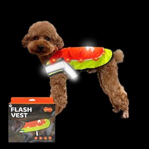 laroo dog raincoat night safety pet t shirts with led light & reflective strip, waterproof dog vest jacket breathable lightweight slicker, fashion dog outfit coats for puppy small dogs to large dogs