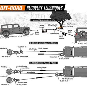 Autofonder 11Pcs Recovery Gear Offroad 4x4 kit-3 Pk Snatch Straps+2 D-Shackles+Snatch Block+Folding Survival Shovel+Tire Deflator+ Leather Gloves+Winch Dampener +Gear Bag- Tow Strap Recovery Set