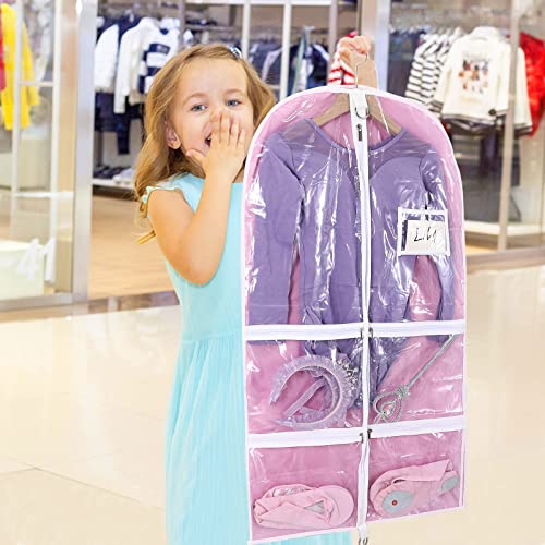 Clear Kids Dance Costume Garment Bag,1 Pack Garment Bags For Hanging Clothes,Garment Bag for Dance Competitions,Garment Bags For Travel Storage,Plastic Dance Costume Recital Storage Bag for Children Girls