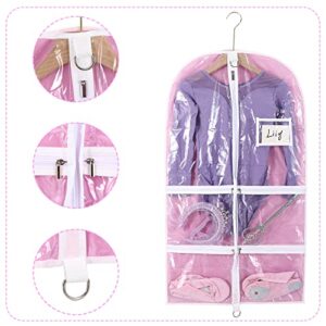 Clear Kids Dance Costume Garment Bag,1 Pack Garment Bags For Hanging Clothes,Garment Bag for Dance Competitions,Garment Bags For Travel Storage,Plastic Dance Costume Recital Storage Bag for Children Girls