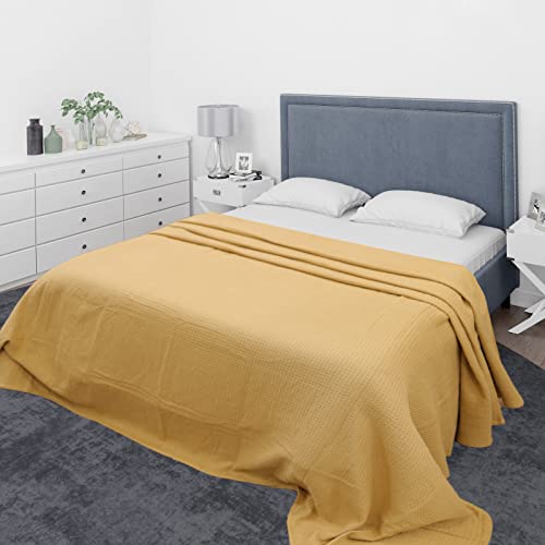 Olvenia homes Cotton Throw Blanket - Waffle Weave King Bed Blanket - Super Soft, Warm & Cozy Throw for Sofa, Couch - (90"x108", Beige)
