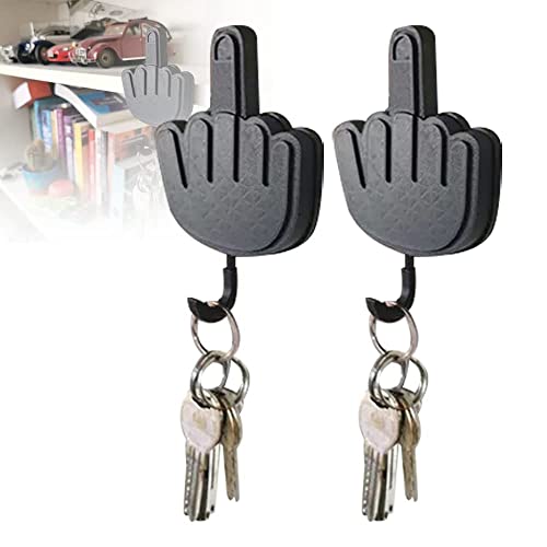 Middle Finger Key Hanger Funny Gift Idea Middle Finger Self Adhesive Key Hook Wall Personalized Key Holder for Doorway Wall Entryway Hallway Funny Office Gift (2PCS)1