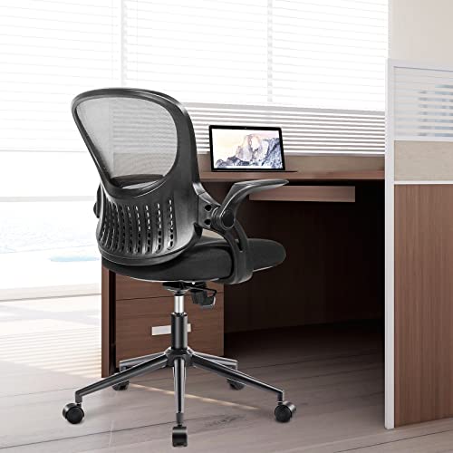 ZUNMOS Home Office Ergonomic Mesh Computer Desk High Back Swivel Task Executive Chair with Soft Armrests Padded Lumbar Support and Adjustable Rotatable Headrest, Black