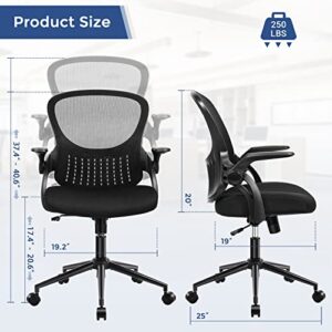 ZUNMOS Home Office Ergonomic Mesh Computer Desk High Back Swivel Task Executive Chair with Soft Armrests Padded Lumbar Support and Adjustable Rotatable Headrest, Black