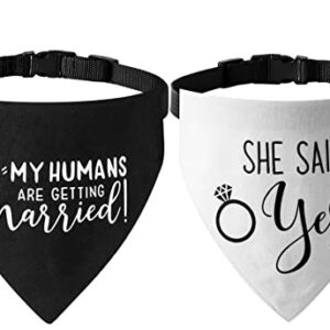 Engagement Gift, My Humans are Getting Married Dog Bandana Collar, Wedding Photo Prop, Pet Scarf, Dog Engagement Announcement, Pet Accessories (Medium, Black+White)