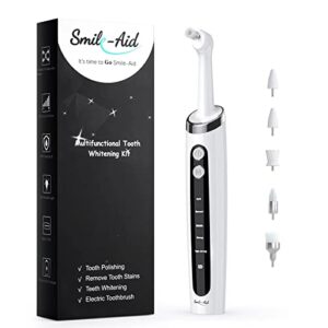 tooth polisher, smile-aid multifunctional replacement head teeth cleaning kit for daily cleaning and care for people, cats and dogs, usb charging, waterproof