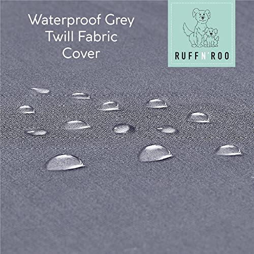 Classic Brands Ruff n' Roo X-Large Waterproof Bolster Cotton and Memory Foam Dog Bed with Non-Slip Bottom, Grey