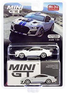 truescale miniatures shelby gt500 dragon snake concept oxford white w/blue stripes & graphicsed to 4200 pcs 1/64 diecast model car by true scale mgt00318